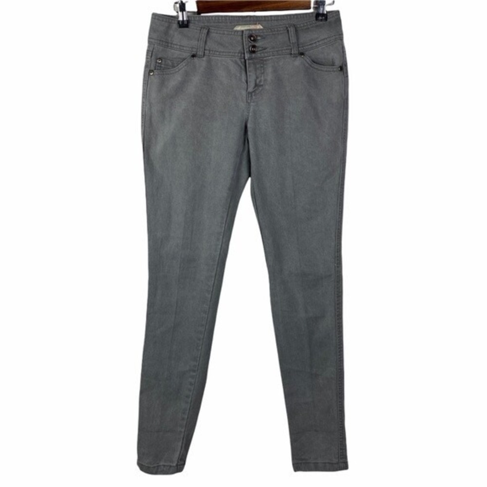 Boom Boom Women's Junior Size 5 Gray Low Rise Button Flap Skinny Jeans